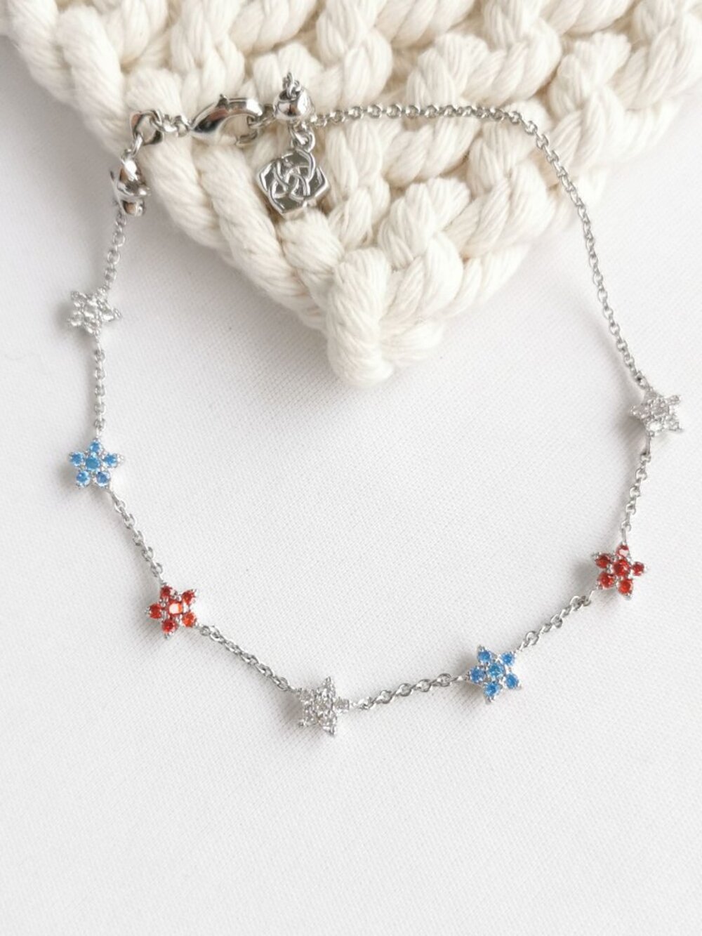 Kendra Scott Sierra Star Silver Crystal Chain Bracelet